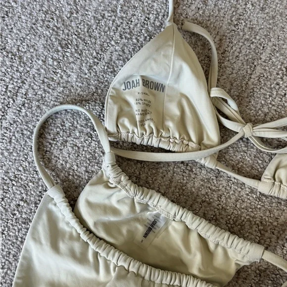 JOAH BROWN triangle bikini top + side tie bikini bottom in Dune - Picture 5 of 5